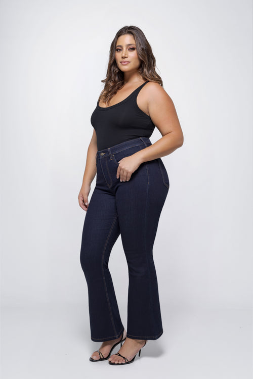 Fox Factor Bobi Dusk Blue Flared Jeans for Curves (L32 & L34)