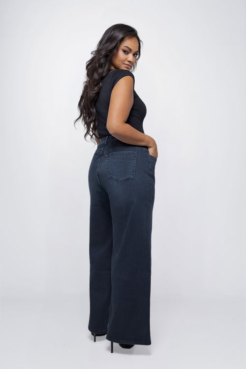 Fox Factor Denver Polar Blue Wide Leg Jeans for Curves L32