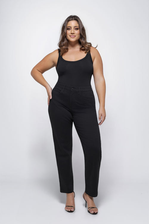 Fox Factor Gigi Empire Black Mom Fit Jeans for Curves L32