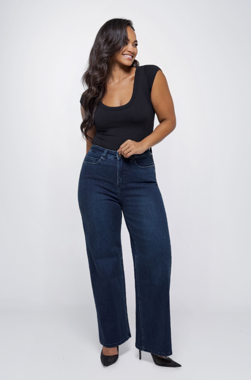 Fox Factor Dixi Midnight Blue Wide Leg Jeans for Curves (L30 & L32)
