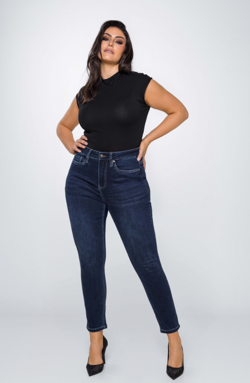 Fox Factor Iri Midnight Blue Slim Fit Jeans for Curves L32