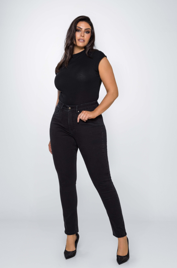Fox Factor Iri Raven Black Slim Fit Jeans for Curves L32