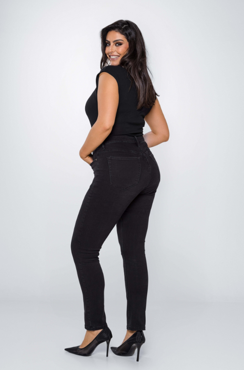 Fox Factor Iri Raven Black Slim Fit Jeans for Curves L32