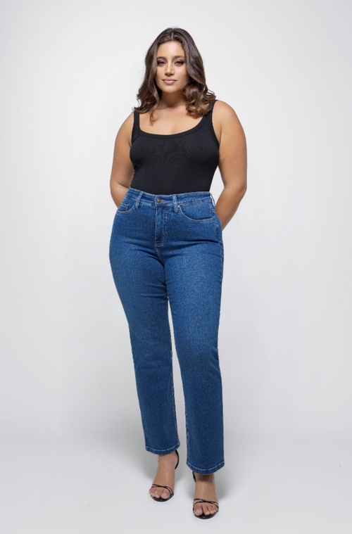 Fox Factor Rio Knox Blue Straight Fit Jeans for Curves L32