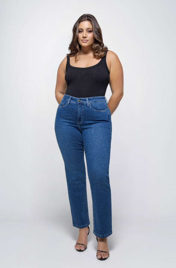 Fox Factor Rio Knox Blue Straight Fit Jeans for Curves L32
