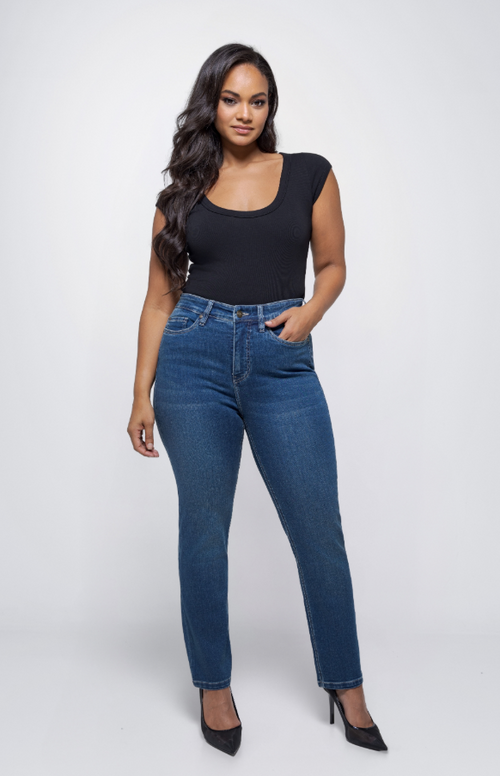 Fox Factor Roxi Rocky Blue Straight Fit Jeans for Curves L32