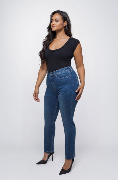 Fox Factor Roxi Rocky Blue Straight Fit Jeans for Curves L32