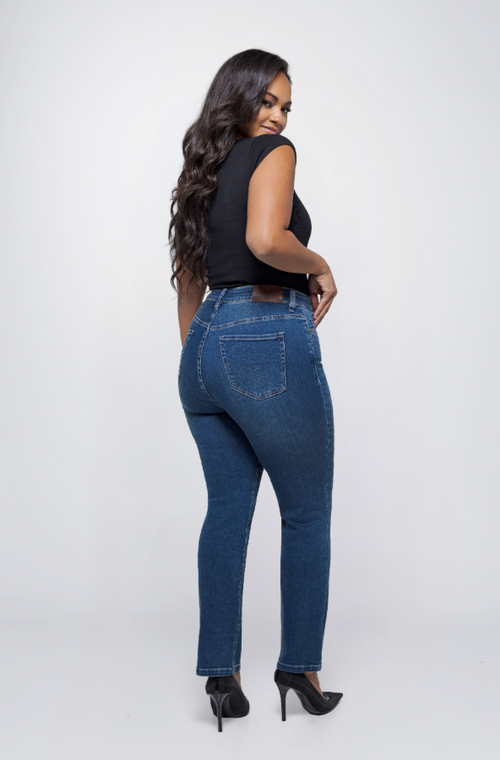 Fox Factor Roxi Rocky Blue Straight Fit Jeans for Curves L32