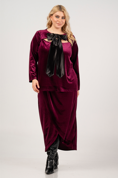 Velvet top with bow Detail 39962 by Curviss (Avaible in 2 colors)