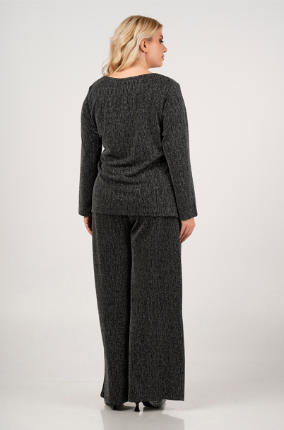 Black Silver Glitter Blouse 39964 by Curviss