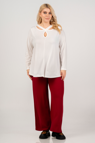 Trousers with button detail 41448 by Curviss (available in 2 colors)