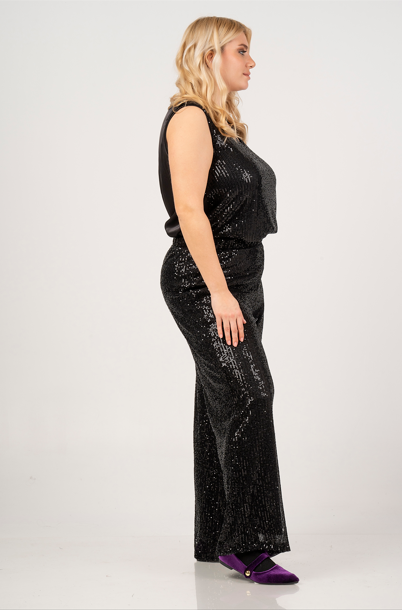 Black Glitter Trousers 41469 by Curviss