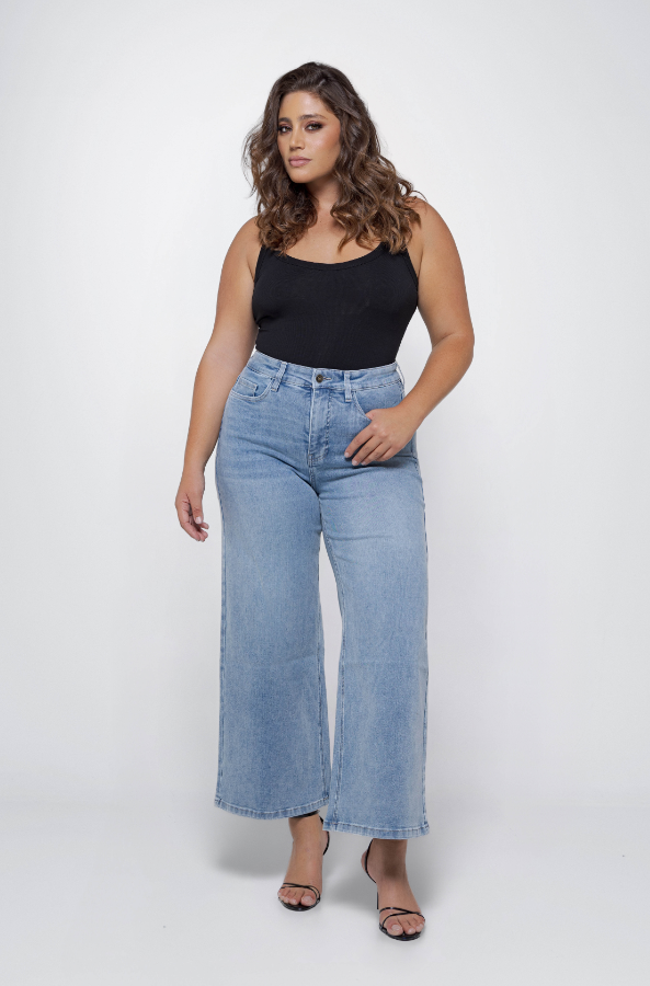 Fox Factor Denver Colby Blue Wide Leg Jeans for Curves L32