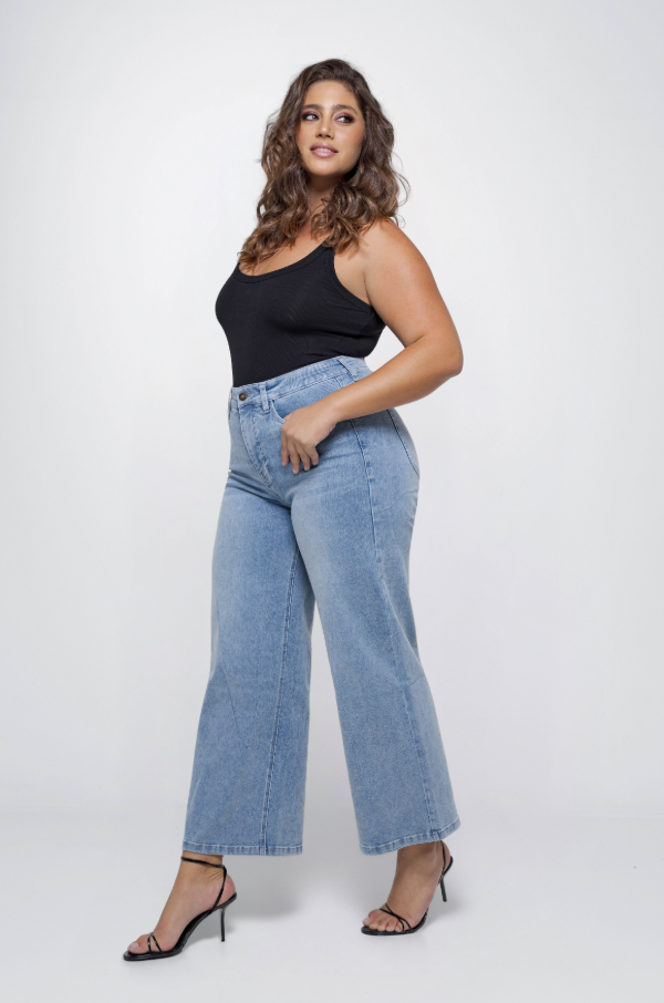 Fox Factor Denver Colby Blue Wide Leg Jeans for Curves L32