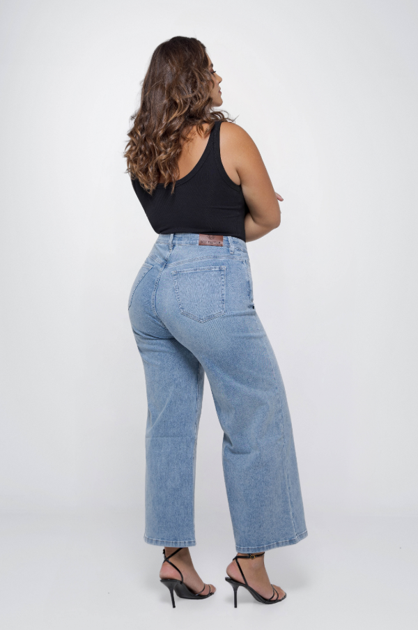 Fox Factor Denver Colby Blue Wide Leg Jeans for Curves L32