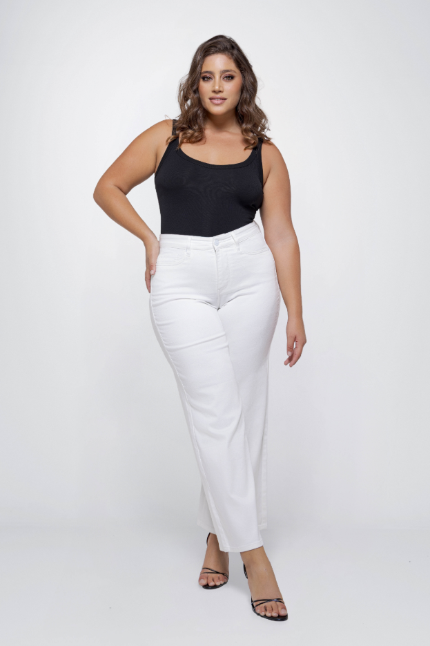 Fox Factor Dixi Off-White Wide Leg Jeans for Curves L32