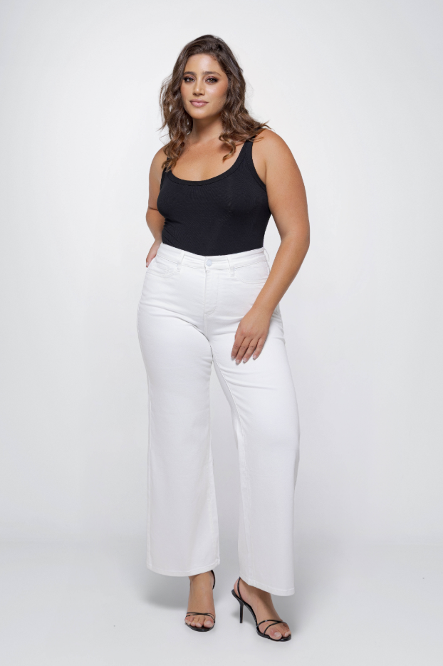 Fox Factor Dixi Off-White Wide Leg Jeans for Curves L32