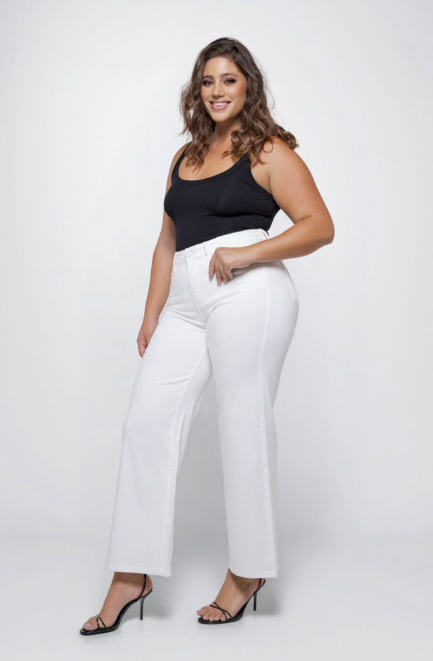 Fox Factor Dixi Off-White Wide Leg Jeans for Curves L32