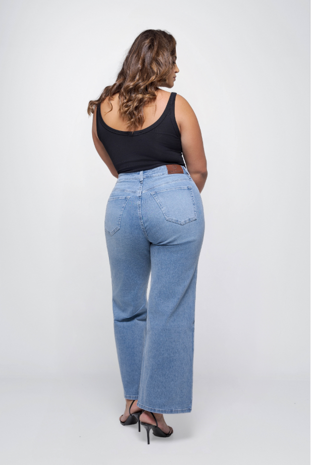 Fox Factor Dixi Ruby Blue Wide Leg Jeans For Curves L34