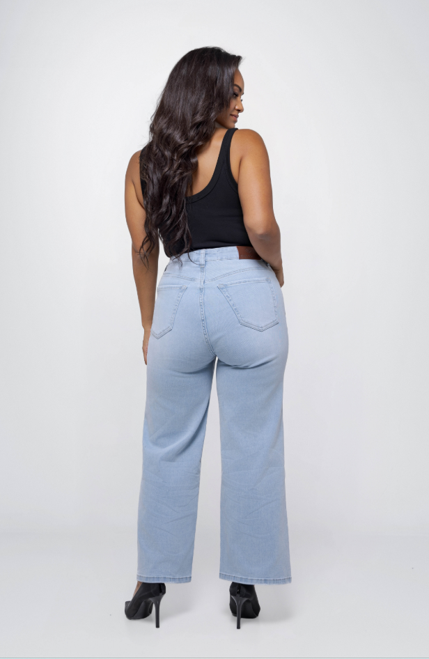 Fox Factor Dixi Vintage Blue Wide Leg Jeans for Curves L30