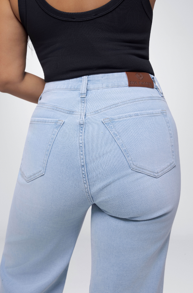 Fox Factor Dixi Vintage Blue Wide Leg Jeans for Curves L30