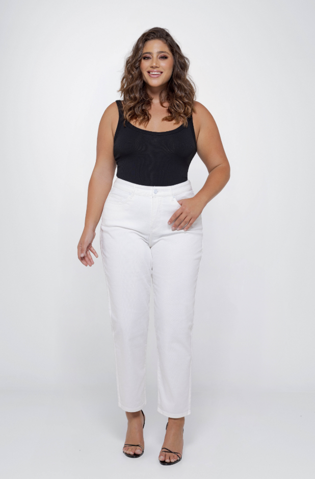 Fox Factor GIGI Motel White Mom Jeans for Curves L30