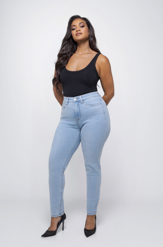 Fox Factor Iri Bodie Blue Slim Fit Jeans for curves L30