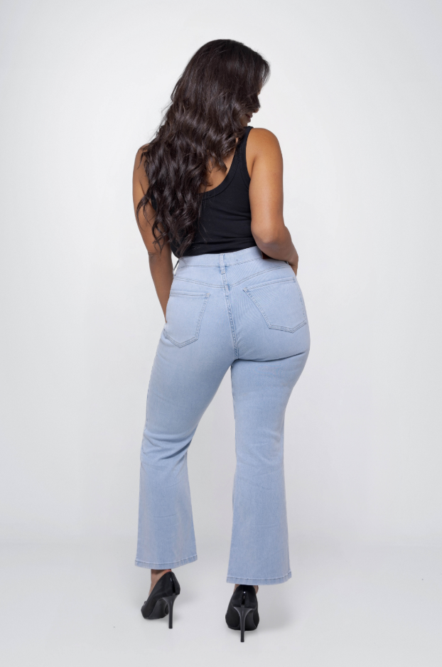 Fox Factor Bobi Coco Blue Flared Jeans for Curves L32