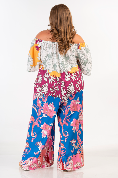 47793 Off Shoulder Printed Jumpsuit by Curviss