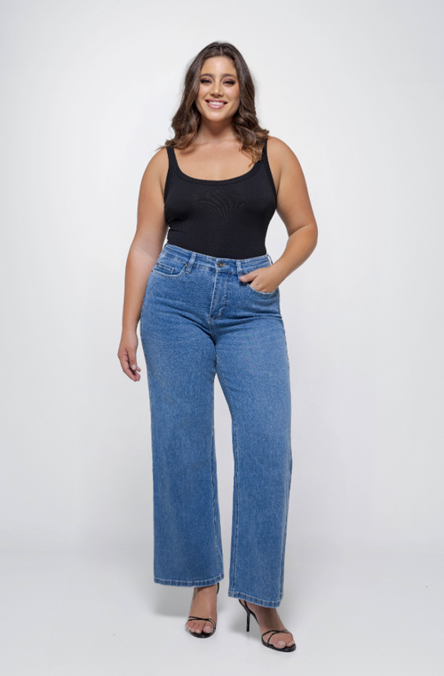 Fox Factor Dixi Hudson Blue Wide Leg Jeans for Curves L32