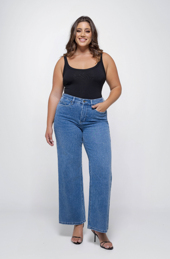 Fox Factor Dixi Hudson Blue Wide Leg Jeans for Curves L32