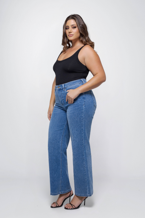 Fox Factor Dixi Hudson Blue Wide Leg Jeans for Curves L32