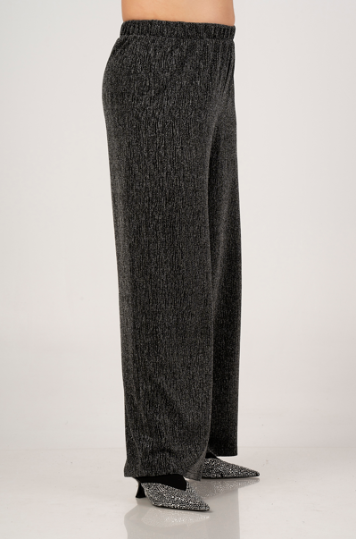 Black Silver Glitter Trousers 41449 by Curviss