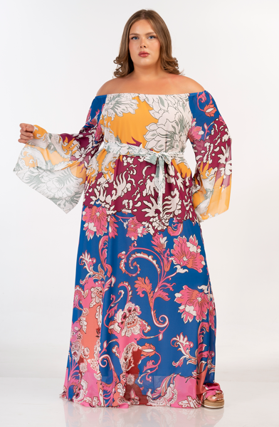 92727 off-Shoulder Printed Dress by Curviss
