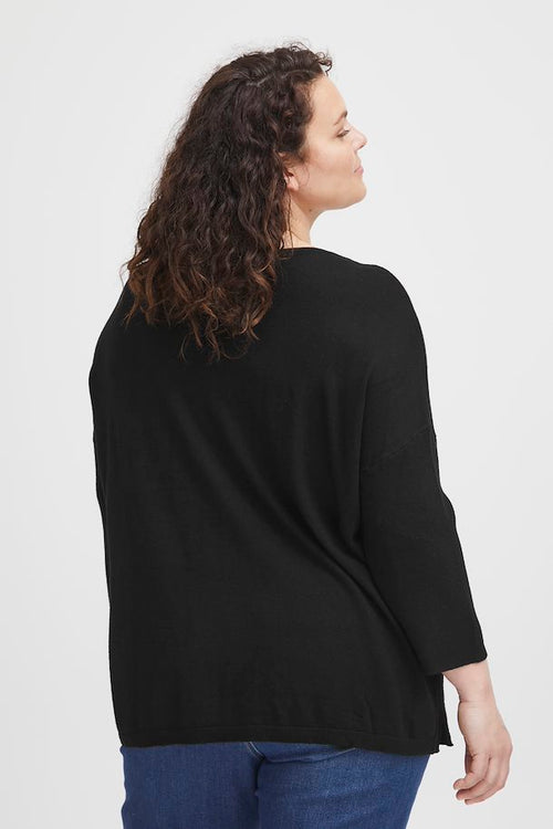 Fransa Basic Black Round Neck Pullover