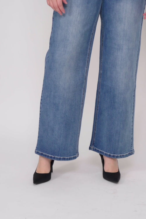 Fox Factor Dixi Queen Blue Wide Leg Jeans for Curves