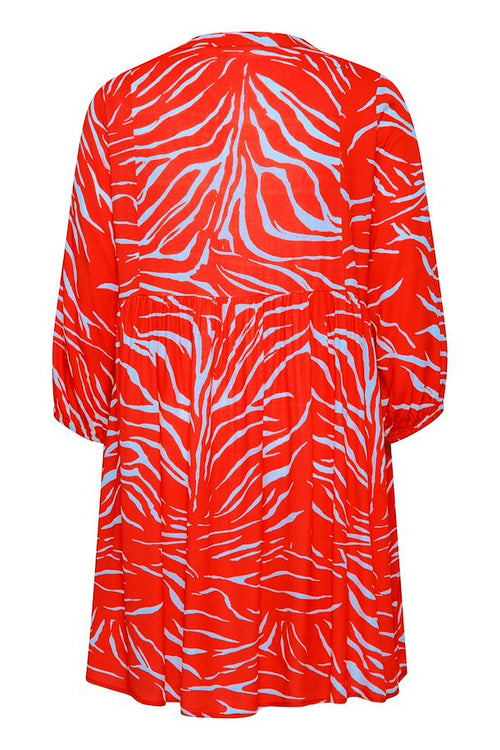 Fransa Red Zebra Stripe Forest Dress